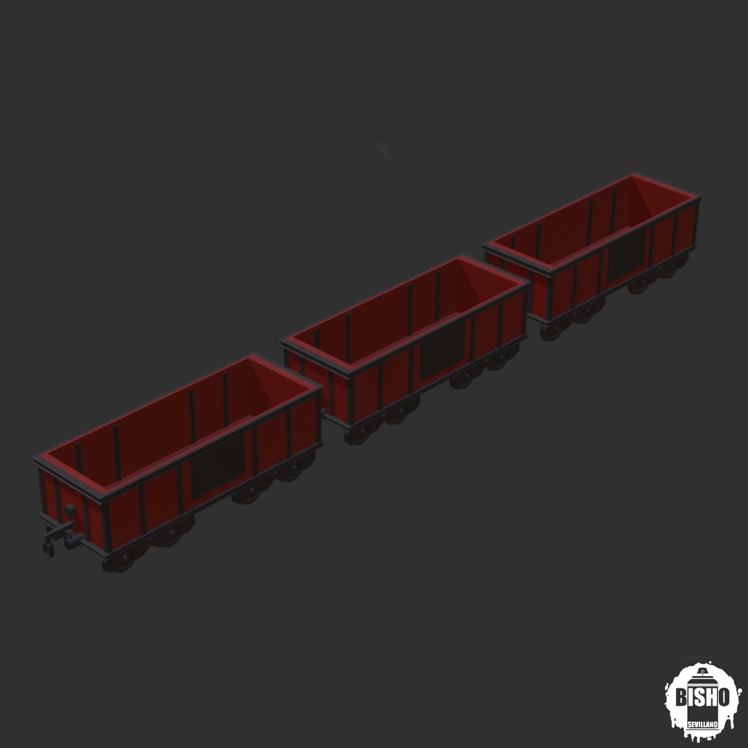 Image VAGONETA DE TREN DE MERCANCÍAS Y DE CARGA EN ARCHIVO DIGITAL STL PARA IMPRESIÓN 3D