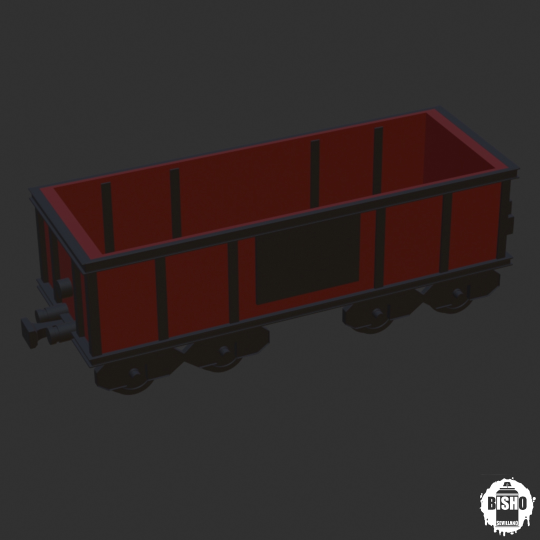 Image VAGONETA DE TREN DE MERCANCÍAS Y DE CARGA EN ARCHIVO DIGITAL STL PARA IMPRESIÓN 3D