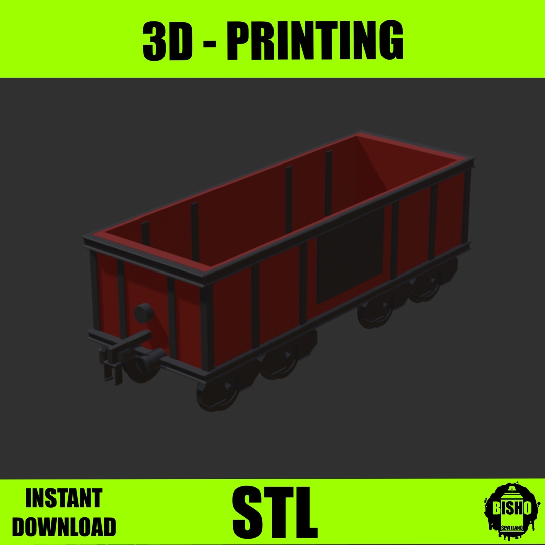 Image VAGONETA DE TREN DE MERCANCÍAS Y DE CARGA EN ARCHIVO DIGITAL STL PARA IMPRESIÓN 3D