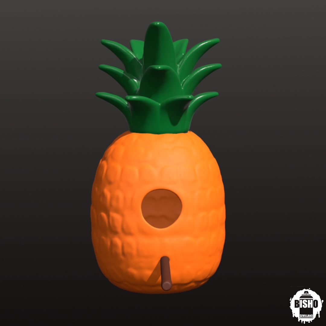 Image CASA DE PÁJAROS EN FORMA DE PIÑA DESMONTABLE PARA VER DENTRO, ARCHIVO DIGITAL STL