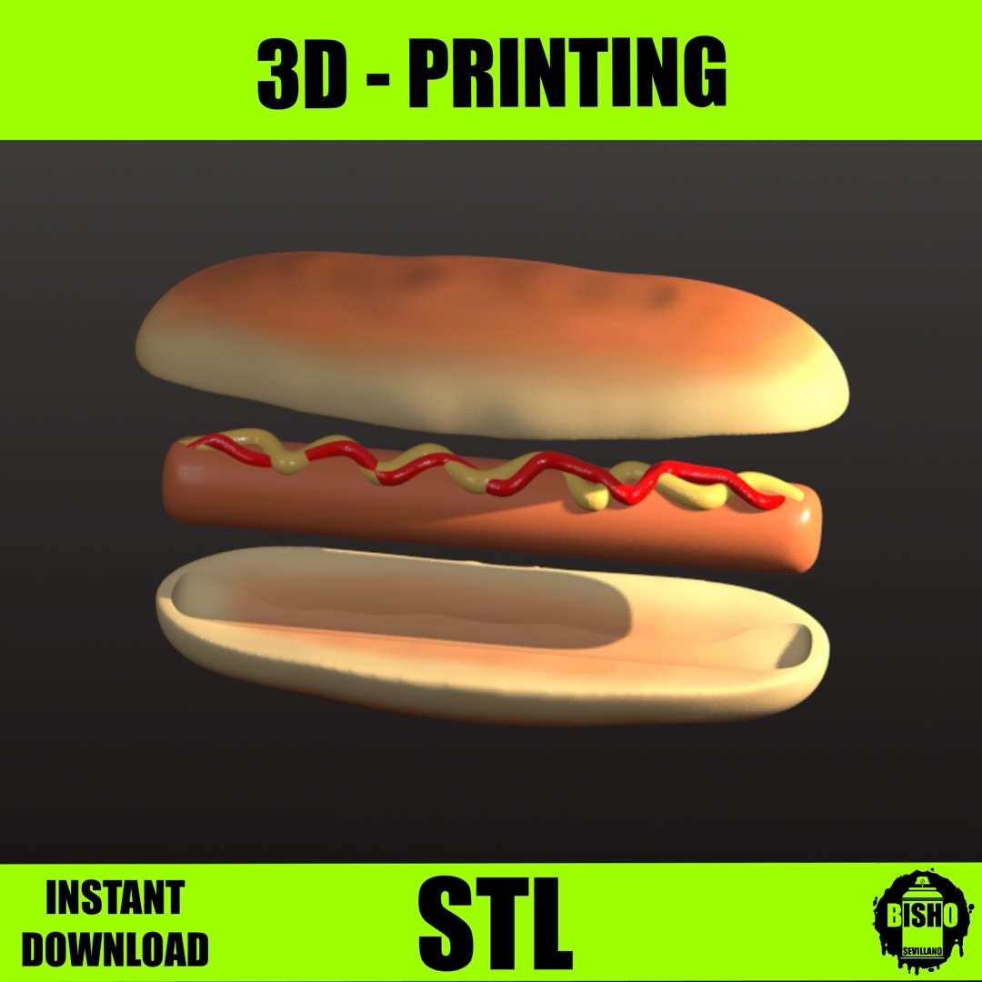 Image HOT DOG - PERRITO CALIENTE, ARCHIVO DIGITAL PARA IMPRESIÓN 3D ,COMIDA , FOTOS, EN STL