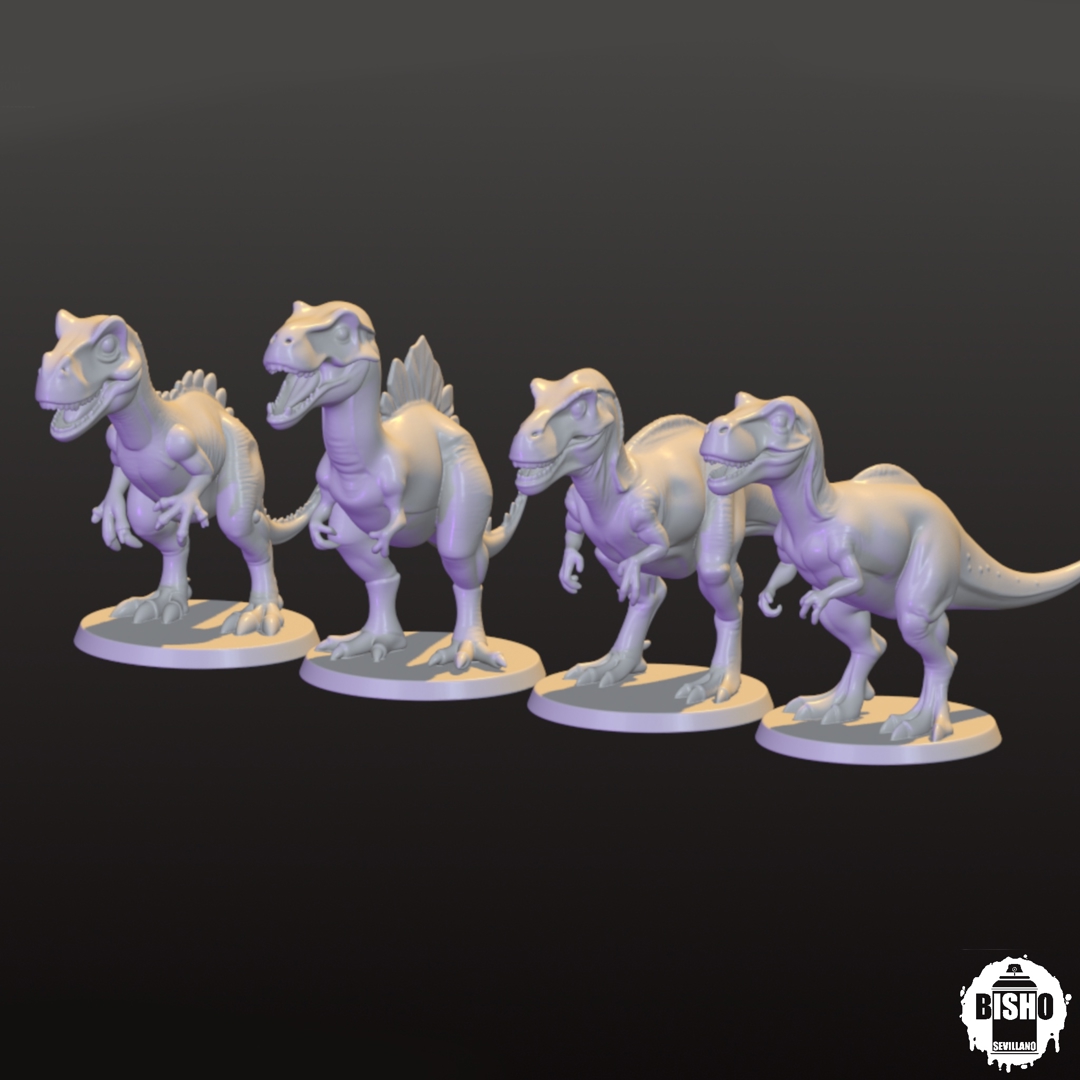 Image PACK 4 DINOSAURIOS para impresión 3D, Archivos digital en STL y OBJ ,animales prehistóricos