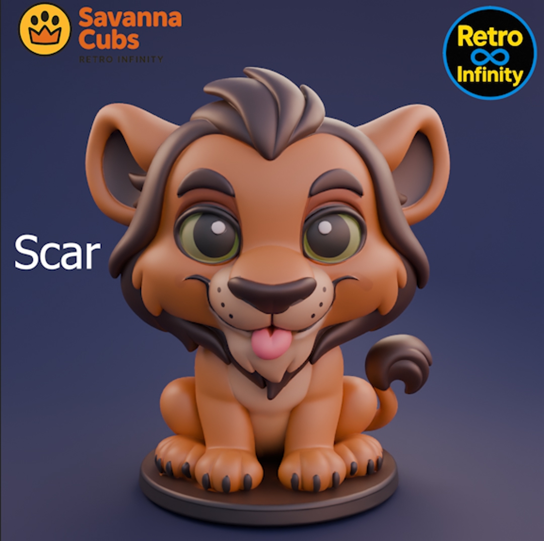Image Pack Savanna Cubs (Básico) – 8 figuras 3D estilo Retro Infinity (90 mm) | vinyl collectible