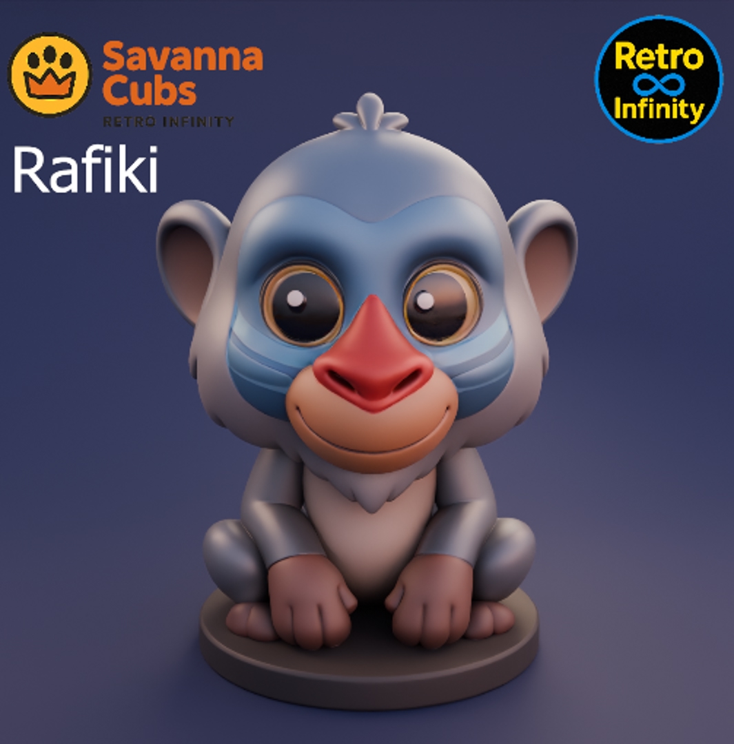Image Pack Savanna Cubs (Básico) – 8 figuras 3D estilo Retro Infinity (90 mm) | vinyl collectible
