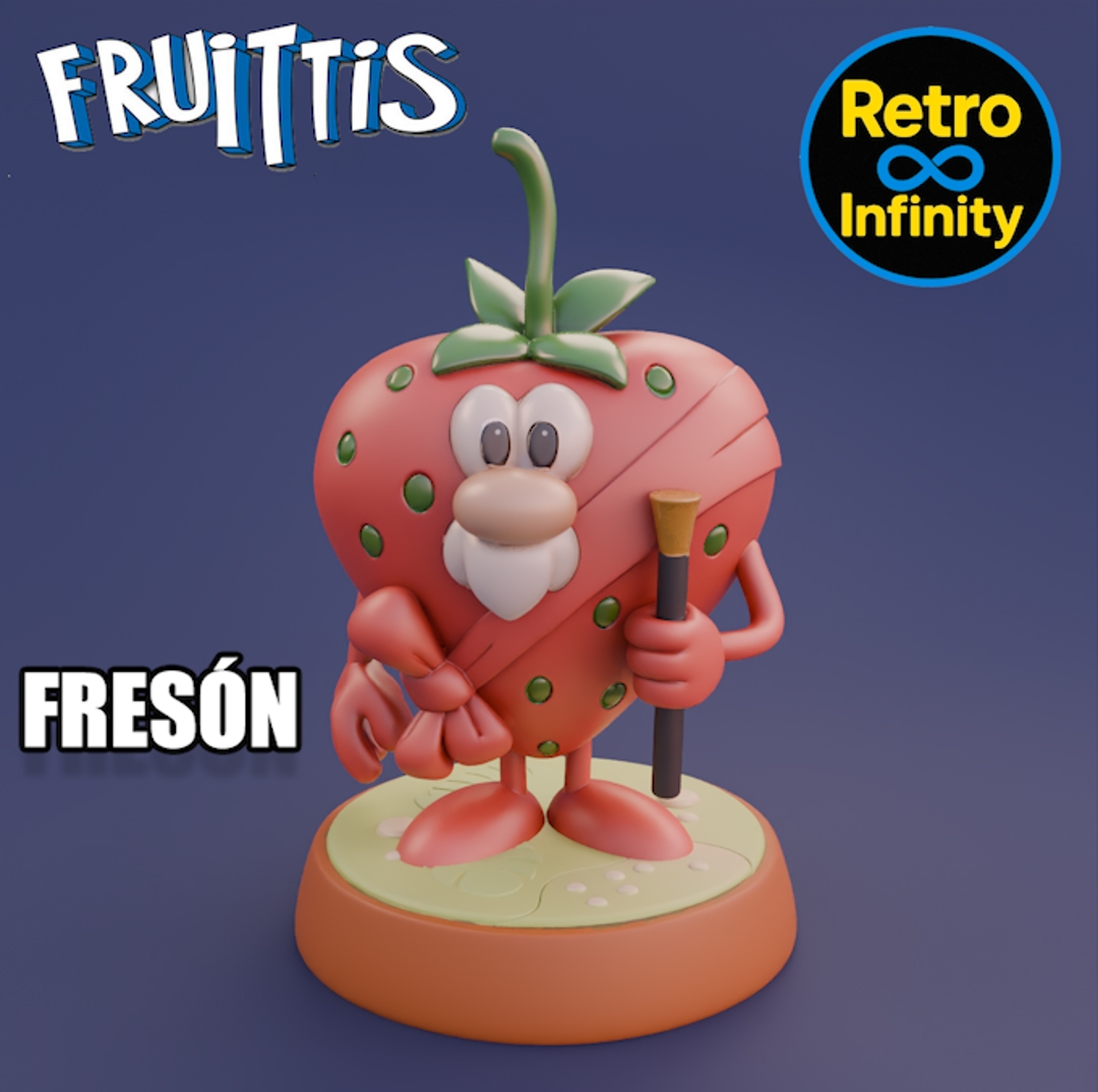 Image Pack Fruittis – Set coleccionable 3D estilo Retro Infinity (90 mm) | vinyl collectible – 8 figuras (STL único por figura)