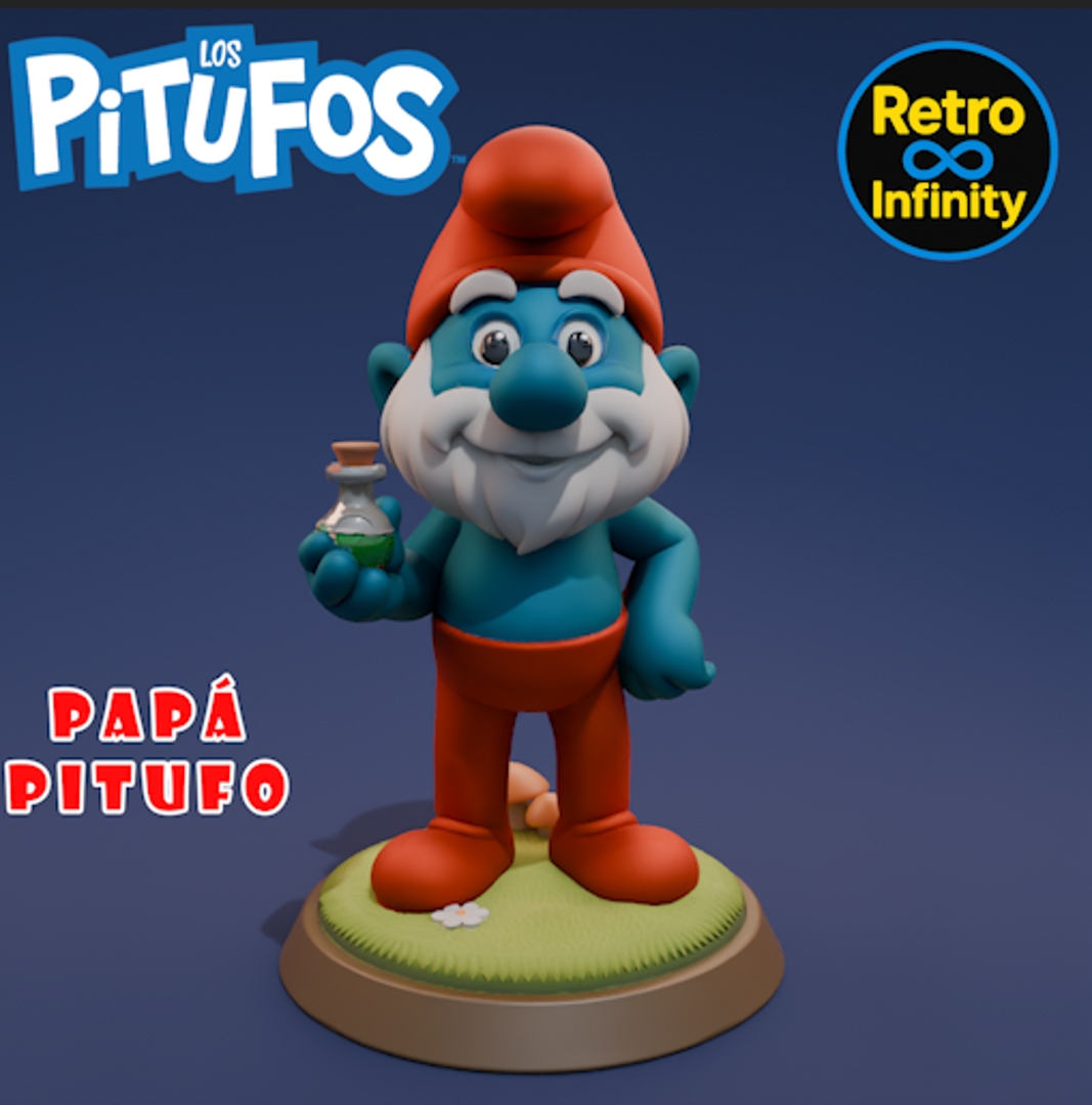 Image Pack Los Pitufos / The Smurfs – Set coleccionable 3D estilo Retro Infinity (90 mm) | vinyl collectible – 8 figuras