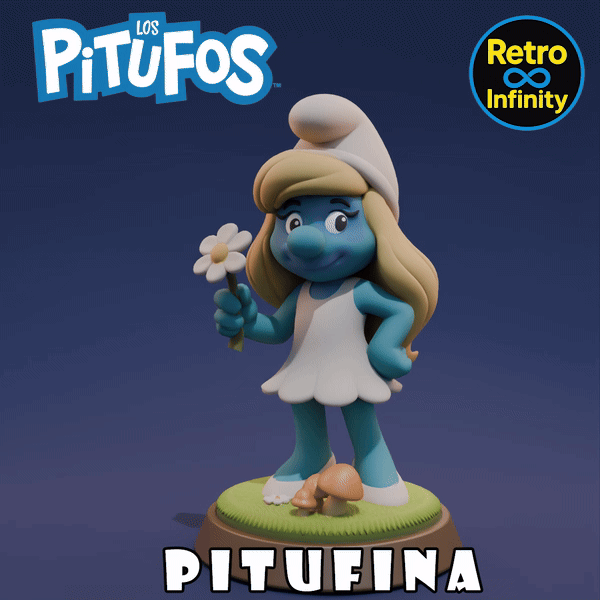 Image Pack Los Pitufos / The Smurfs – Set coleccionable 3D estilo Retro Infinity (90 mm) | vinyl collectible – 8 figuras