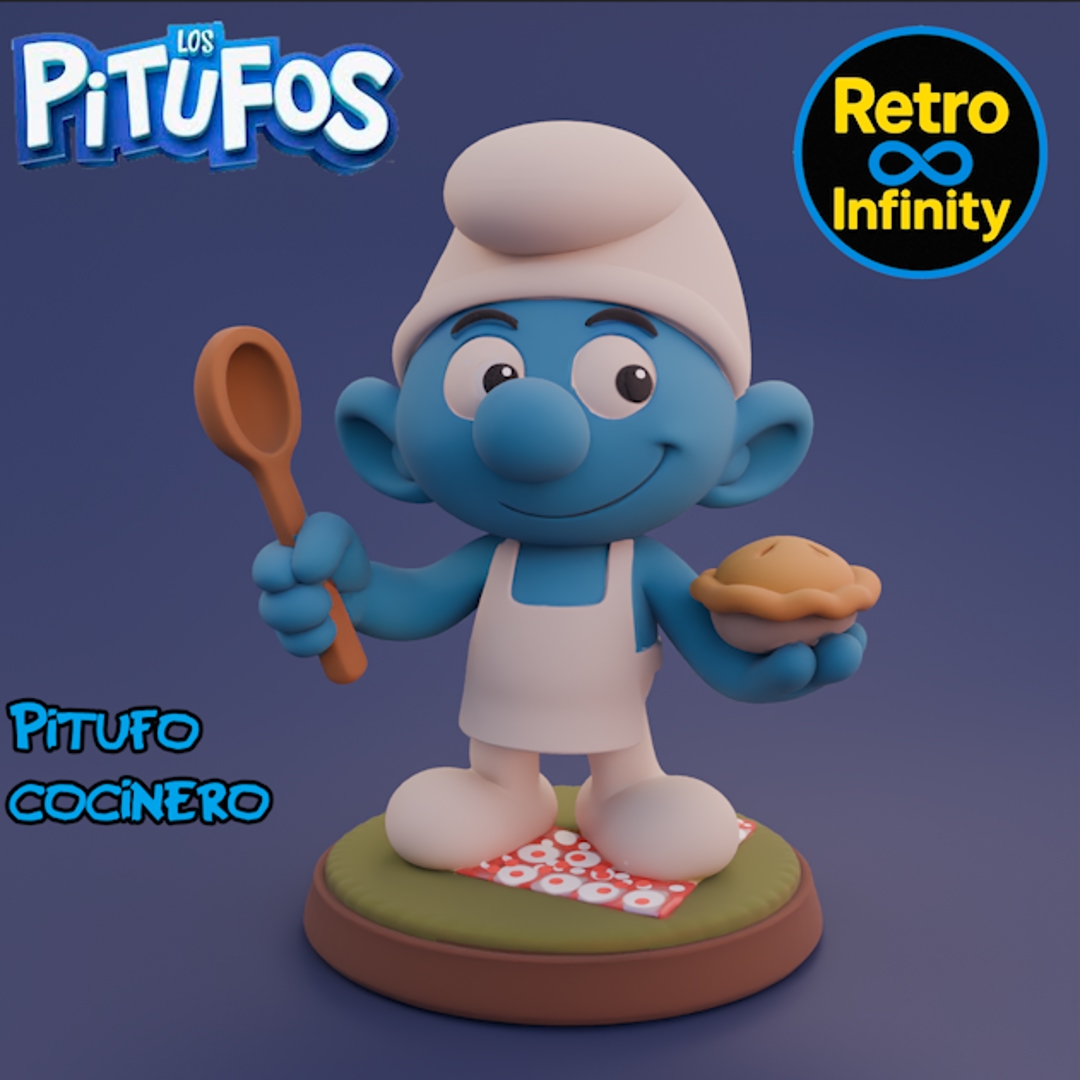 Image Pack Los Pitufos / The Smurfs – Set coleccionable 3D estilo Retro Infinity (90 mm) | vinyl collectible – 8 figuras