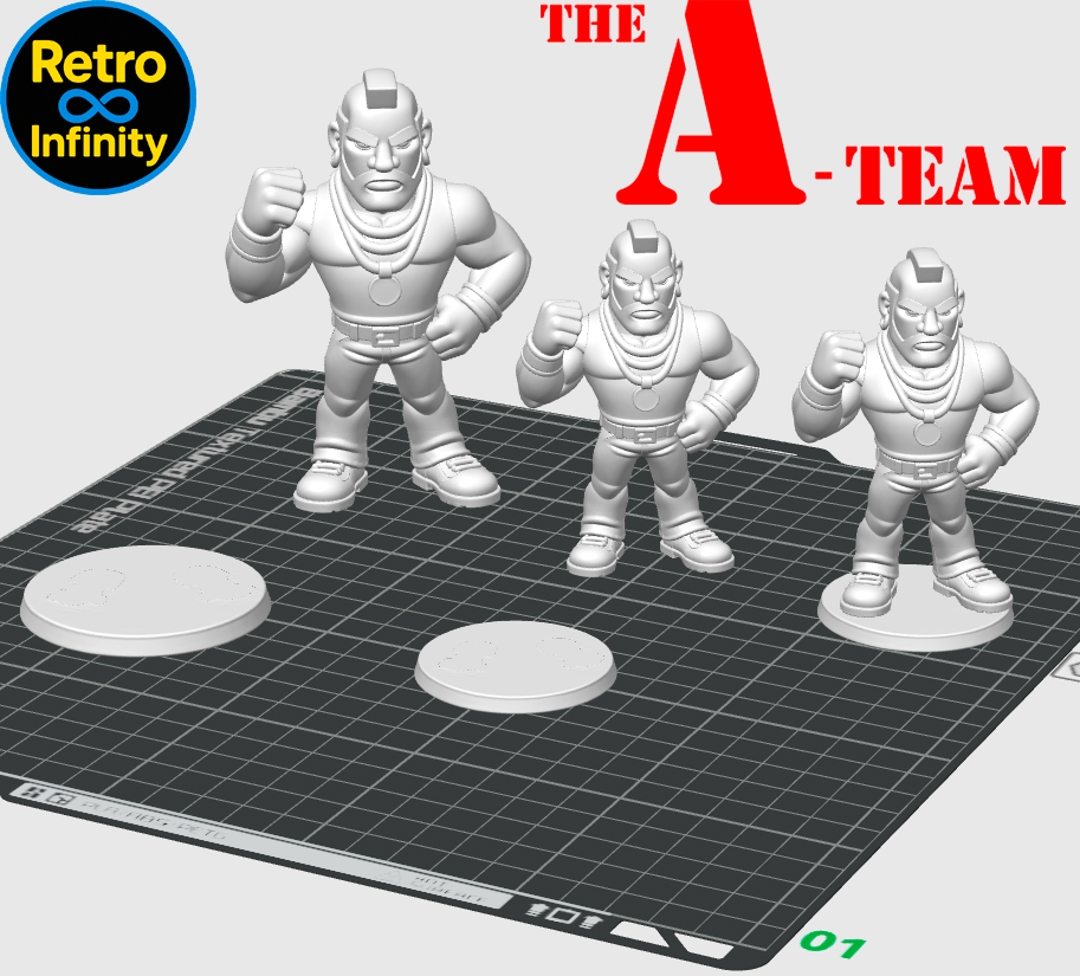 Image Pack Equipo A / The A-Team – Set coleccionable 3D estilo Retro Infinity (90 mm) | vinyl collectible – 5 figuras + vehículo