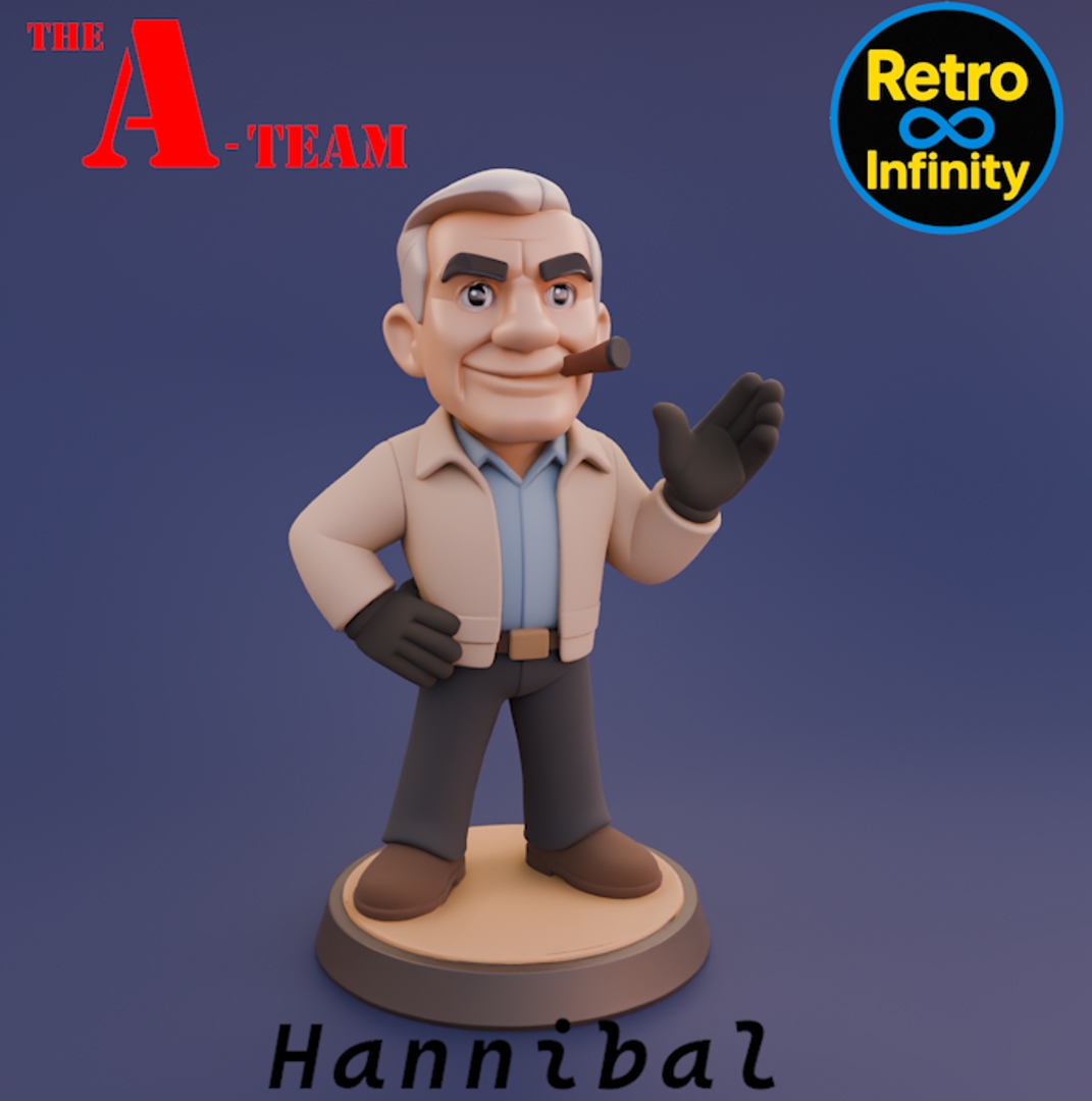 Image Pack Equipo A / The A-Team – Set coleccionable 3D estilo Retro Infinity (90 mm) | vinyl collectible – 5 figuras + vehículo