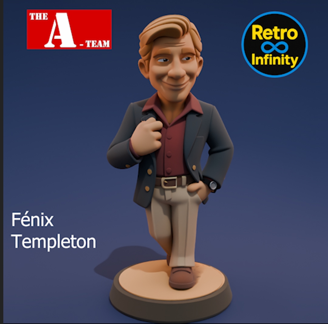 Image Pack Equipo A / The A-Team – Set coleccionable 3D estilo Retro Infinity (90 mm) | vinyl collectible – 5 figuras + vehículo