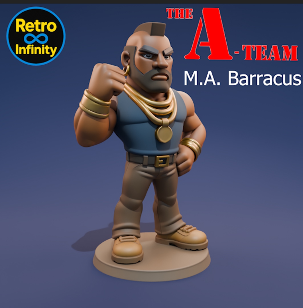 Image Pack Equipo A / The A-Team – Set coleccionable 3D estilo Retro Infinity (90 mm) | vinyl collectible – 5 figuras + vehículo