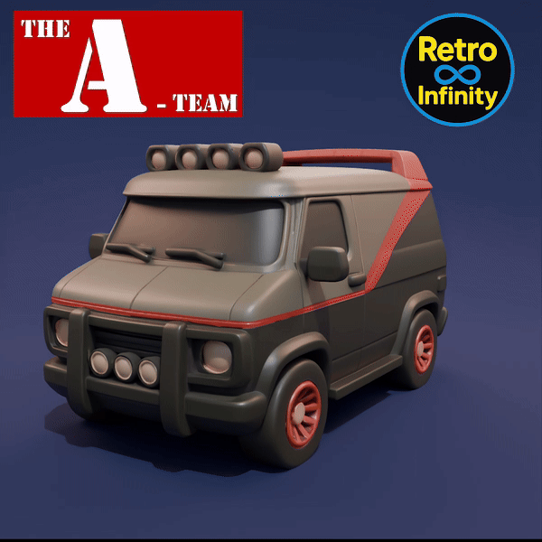 Image Pack Equipo A / The A-Team – Set coleccionable 3D estilo Retro Infinity (90 mm) | vinyl collectible – 5 figuras + vehículo