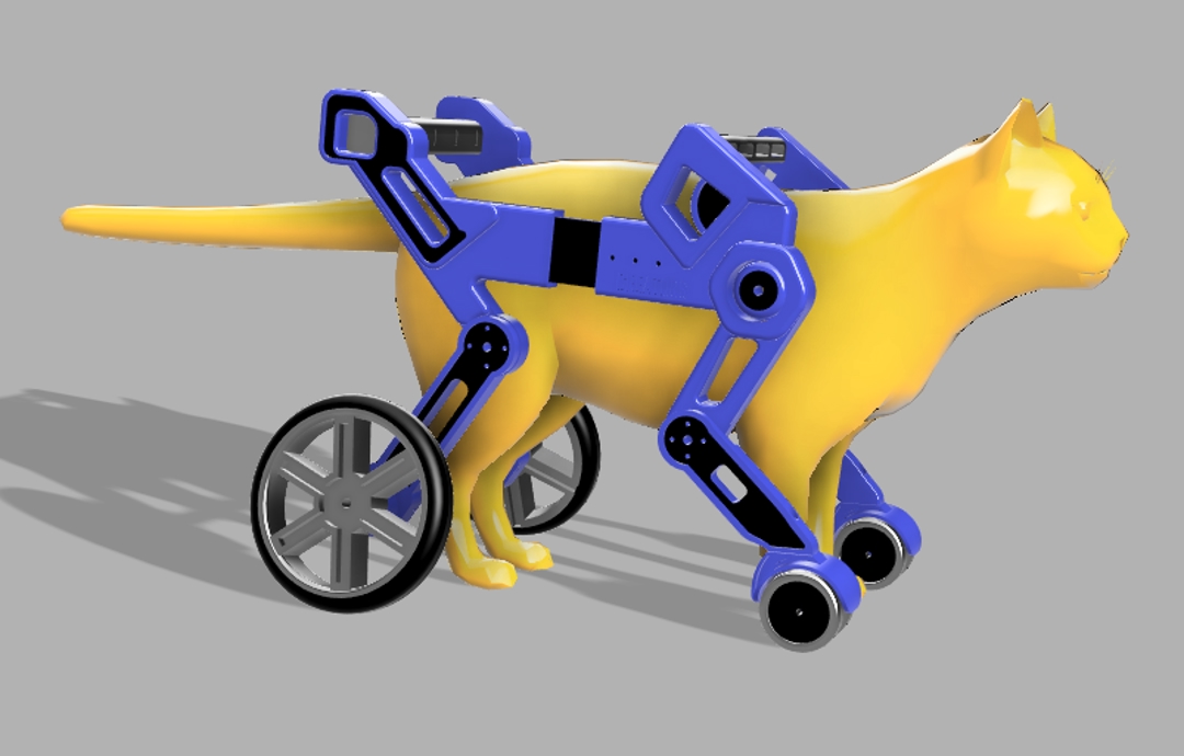 Image Silla de Ruedas Rehabilitadora 3D para Gatos y Perros Pequeños con Cuadriplejia