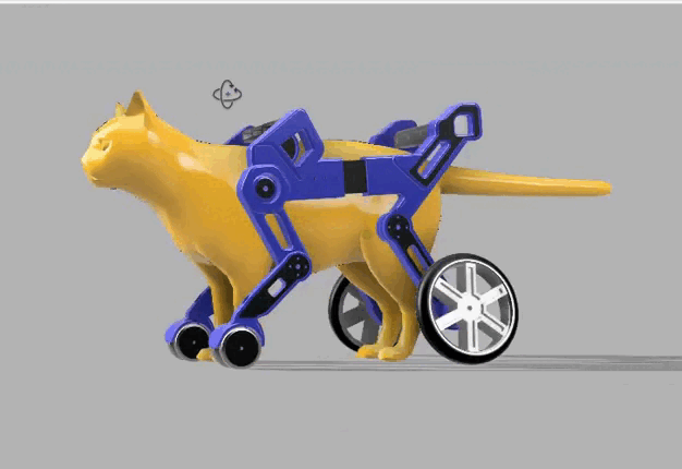 Image Silla de Ruedas Rehabilitadora 3D para Gatos y Perros Pequeños con Cuadriplejia