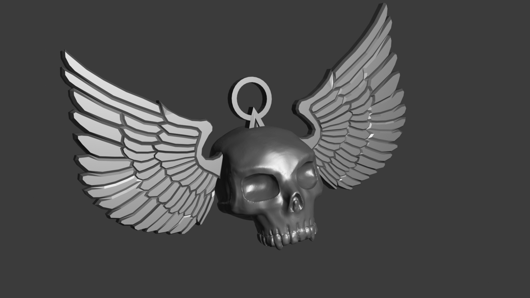 Image winged skull pendant