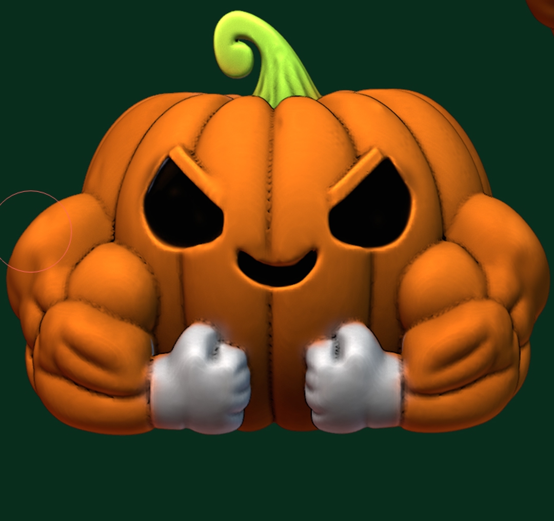 Image calabaza musculosa con la cara molesta