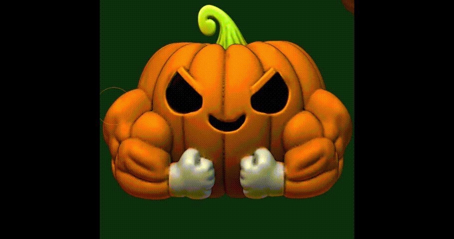 Image calabaza musculosa con la cara molesta