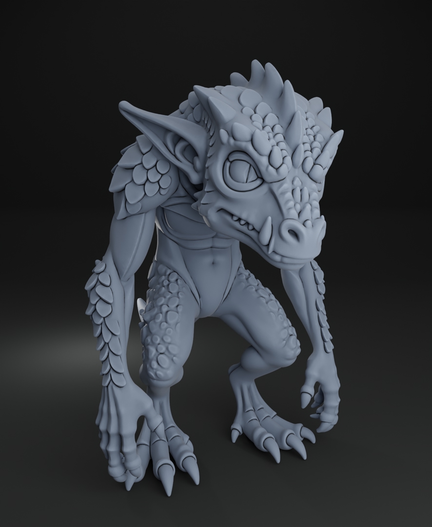 Image Draconic Kobold + Free Dragon skull Warhammer - 5e DnD Wargame Tabletop RPG