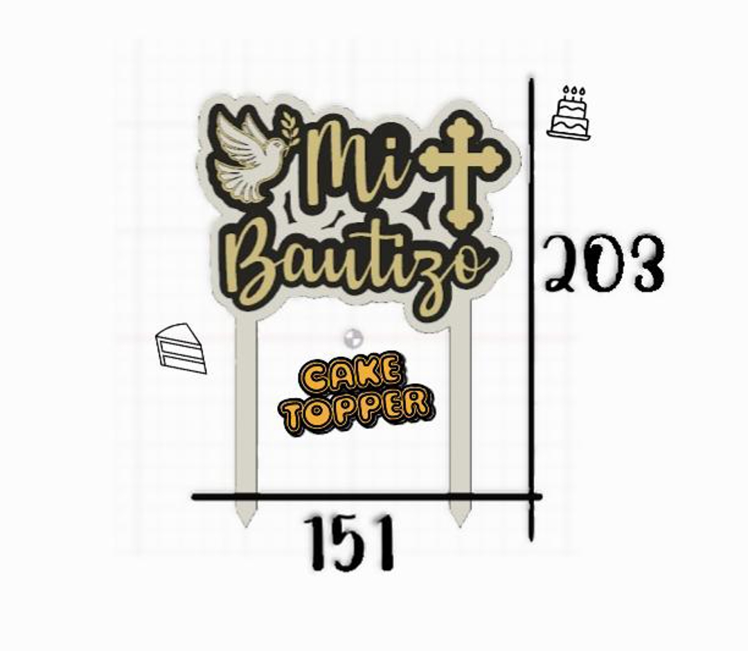 Image Topper "Mi Bautizo" - Decoración para Pastel