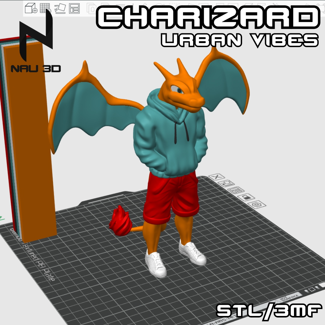 Image Charizard Urban Vibes Fan Art / 3MF Multicolor / Divide Parts