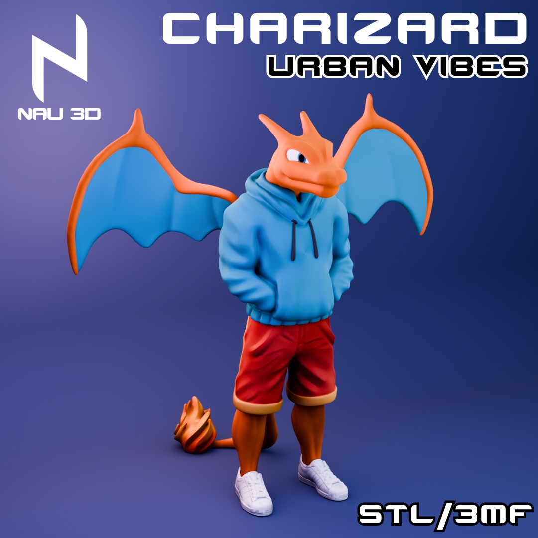 Model image CHARIZARD URBAN VIBES FAN ART / 3MF MULTICOLOR / DIVIDE PARTS