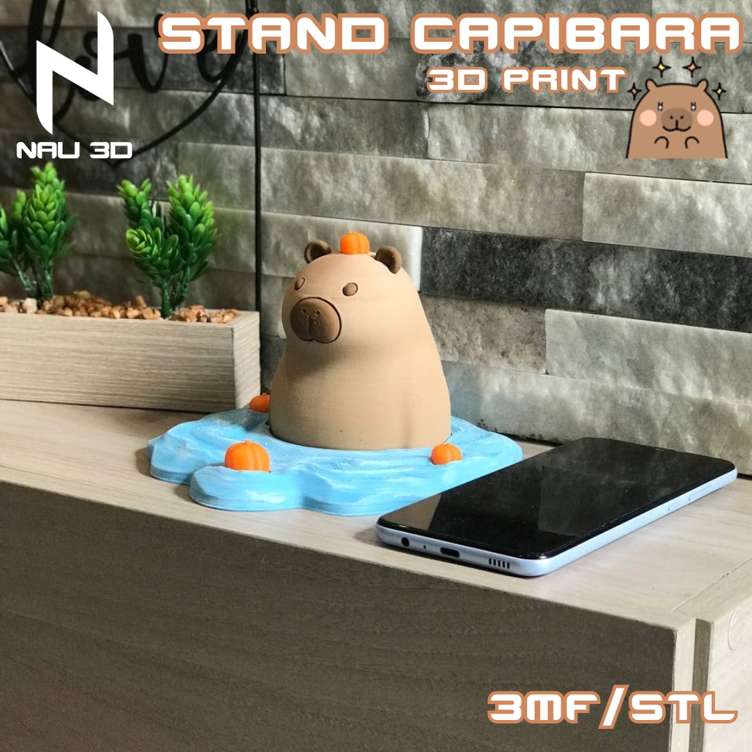Image CAPYBARA PHONE STAND / DIVIDED PARTS / 3MF MULTICOLOR