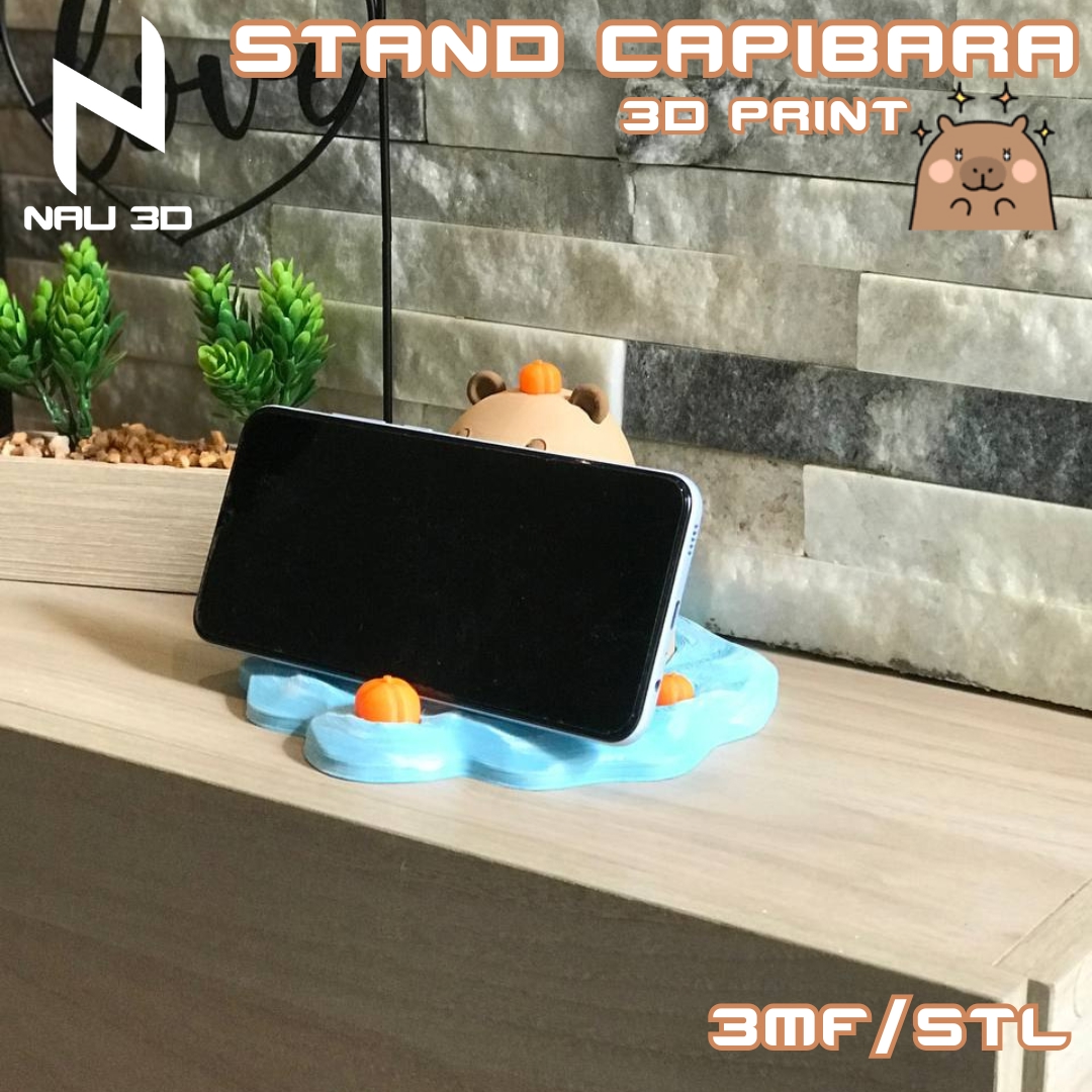 Image CAPYBARA PHONE STAND / DIVIDED PARTS / 3MF MULTICOLOR
