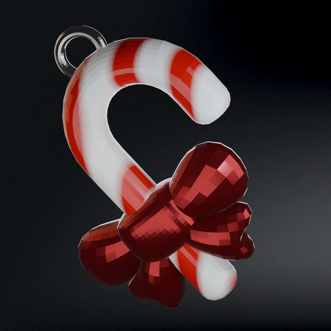 Image FREE ChristMas Candy Cane Low Poly Ornament, Tree Sphere / Ornament 🎄